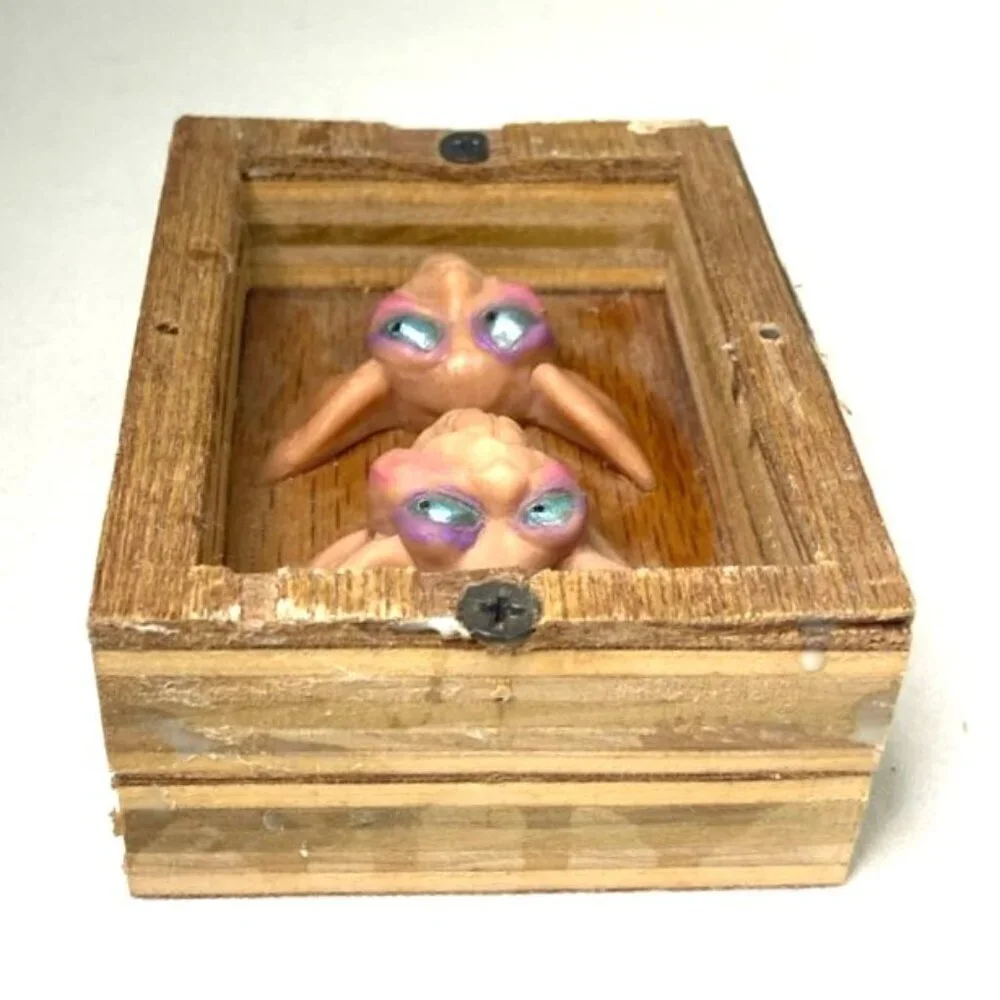 Vtg Poly Resin Gargoyle Faces in Wood‎ Frame Gothic Dark Fairy Fantasy Handmade